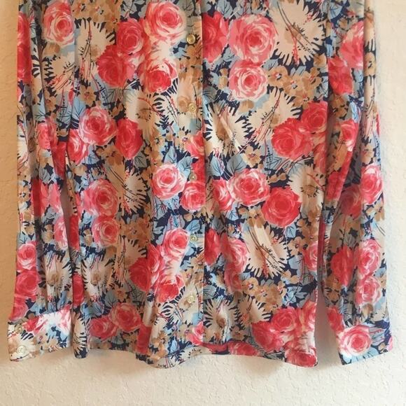 Vintage M button down blouse floral Sodi Miami FL - Picture 3 of 8